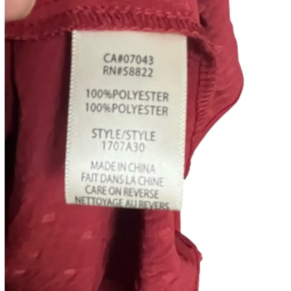 NWT Max Studio Accordion Pleat Bishop Sleeve Swiss Dot Blouse Terracotta Red M - Picture 7 of 7